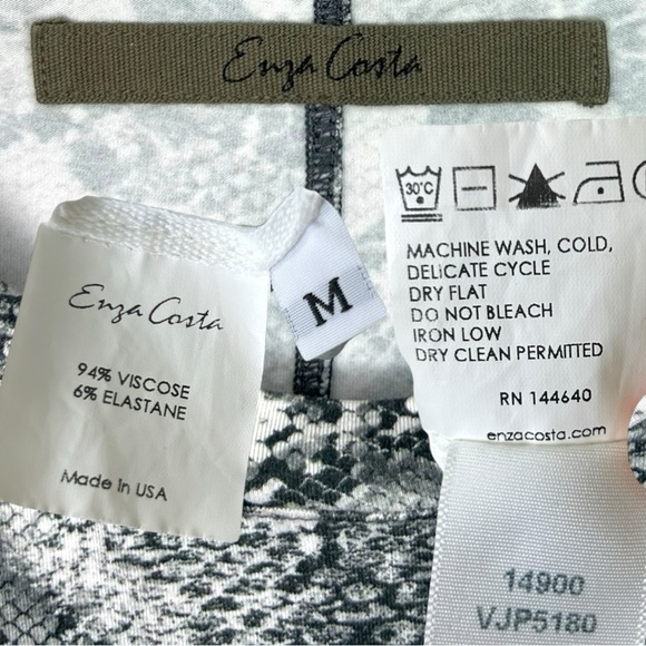 ENZA COSTA, Women’s Mini Dress in ‘Boa’ Side Knot, Crew-Neck, Black/White Medium - Picture 14 of 14